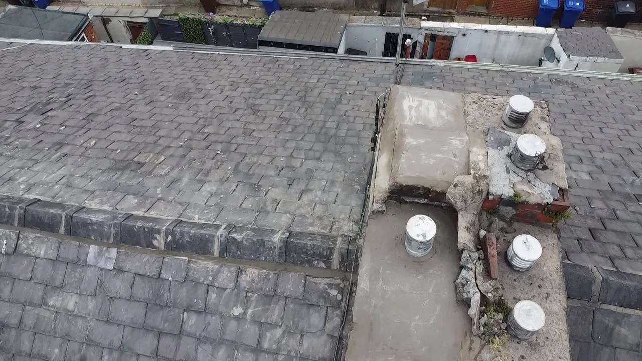 Chimney and slate roof